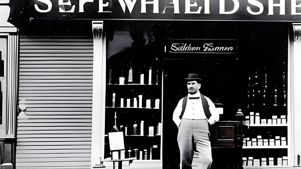 KI generiertes Bild: Ein Geschäft für Seifen & Parfums um 1899