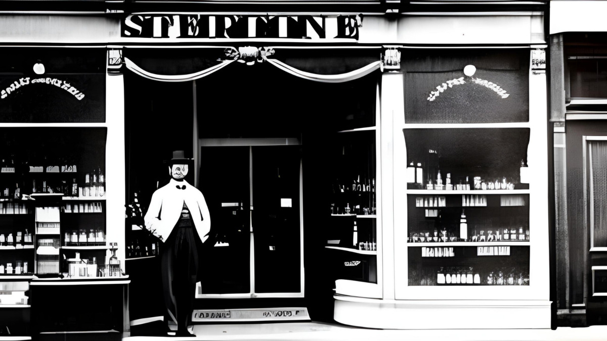 KI generiertes Bild: Ein Geschäft für Essenzen um 1899